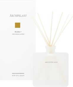 Archipelago Botanicals Dubai Reed Diffuser, Amber, Mandarin, and Musk, Includes Fragrance Oil, Elegant Vessel and Diffuser Reeds (7.6 fl oz)